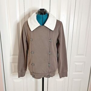 Gap Faux Sherpa Collar Aviator Pilot Biker Moto Double Breasted Button Jacket